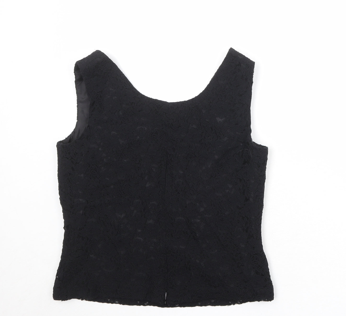 Scarlett Womens Black Floral Polyester Basic Tank Size 12 Round Neck