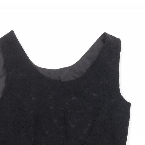 Scarlett Womens Black Floral Polyester Basic Tank Size 12 Round Neck