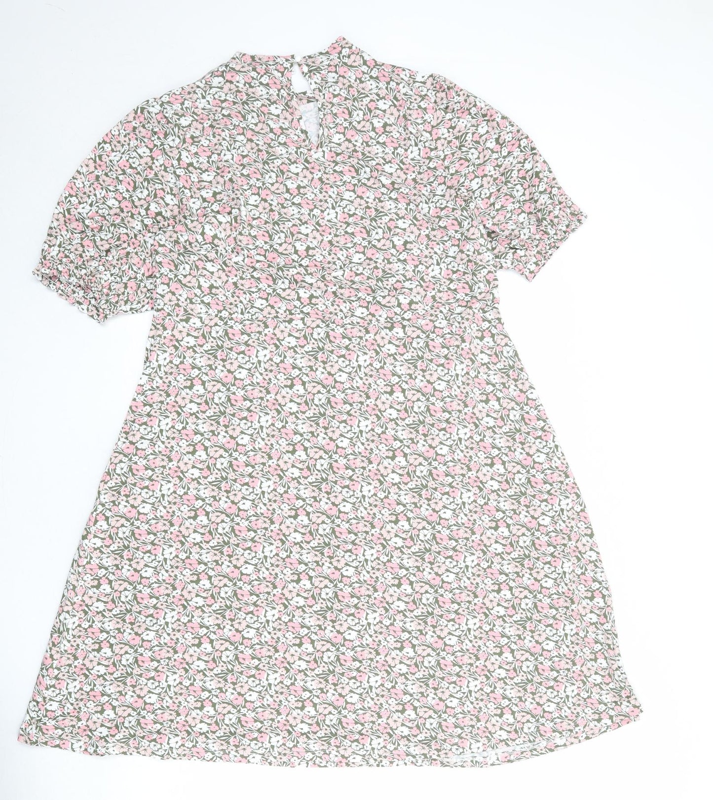 Marks and Spencer Womens Multicoloured Floral Viscose A-Line Size 10 Round Neck Button