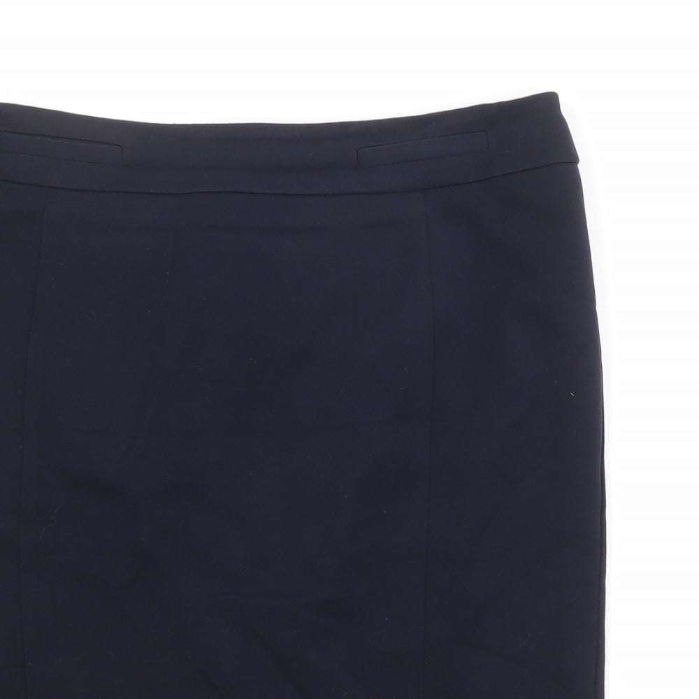 Marks and Spencer Womens Blue Polyester A-Line Skirt Size 16 Zip