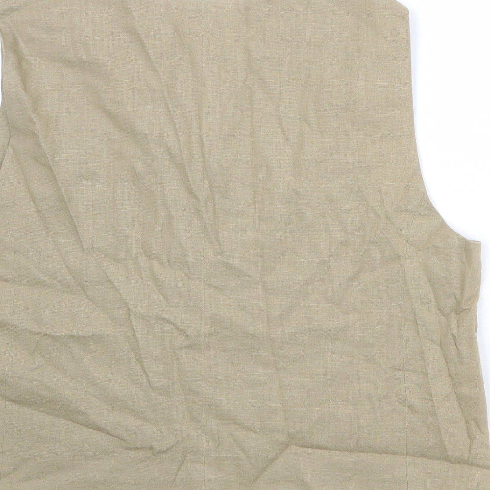 Zara Womens Beige Linen Jacket Suit Waistcoat Size XL