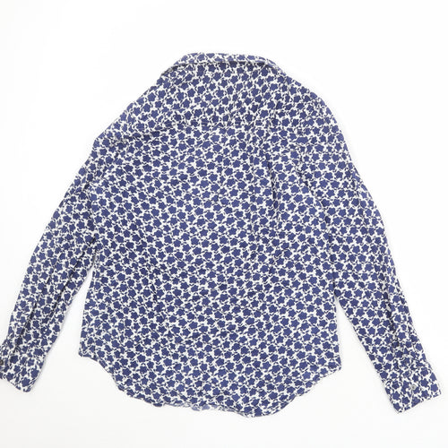 Gap Womens Blue Geometric 100% Cotton Basic Button-Up Size S Collared