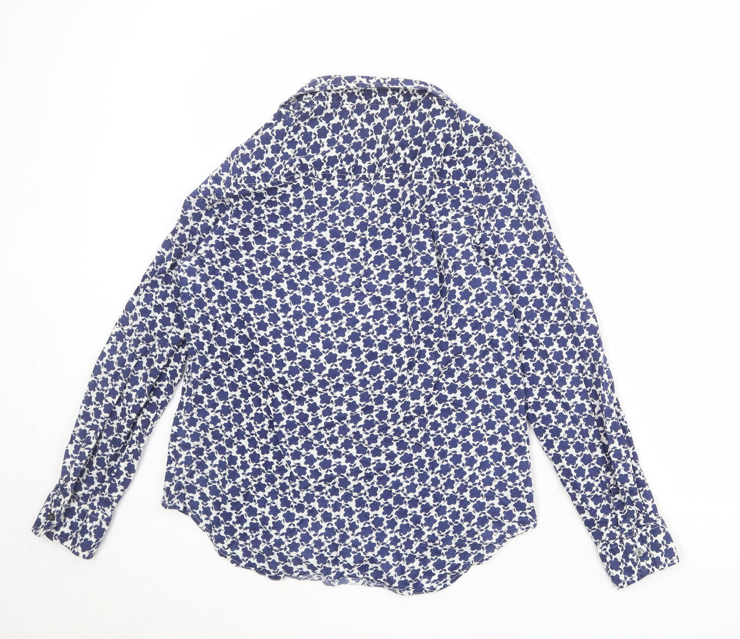 Gap Womens Blue Geometric 100% Cotton Basic Button-Up Size S Collared