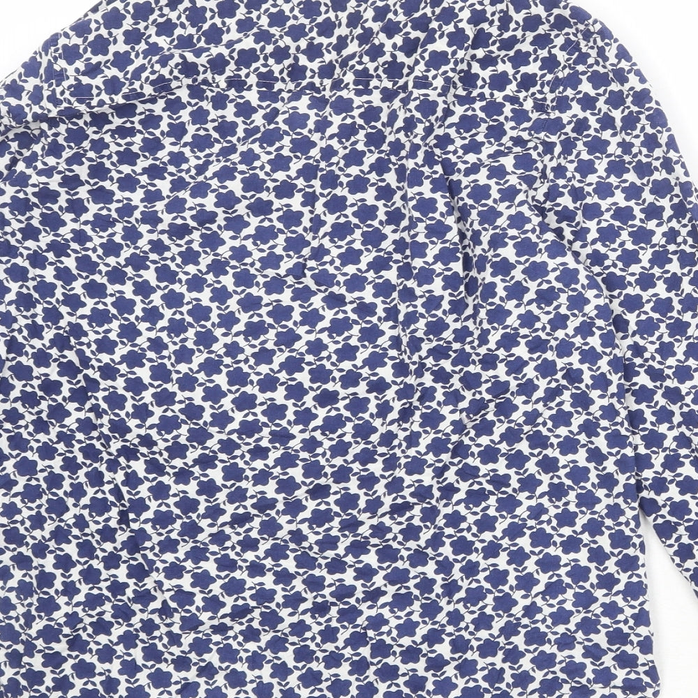 Gap Womens Blue Geometric 100% Cotton Basic Button-Up Size S Collared