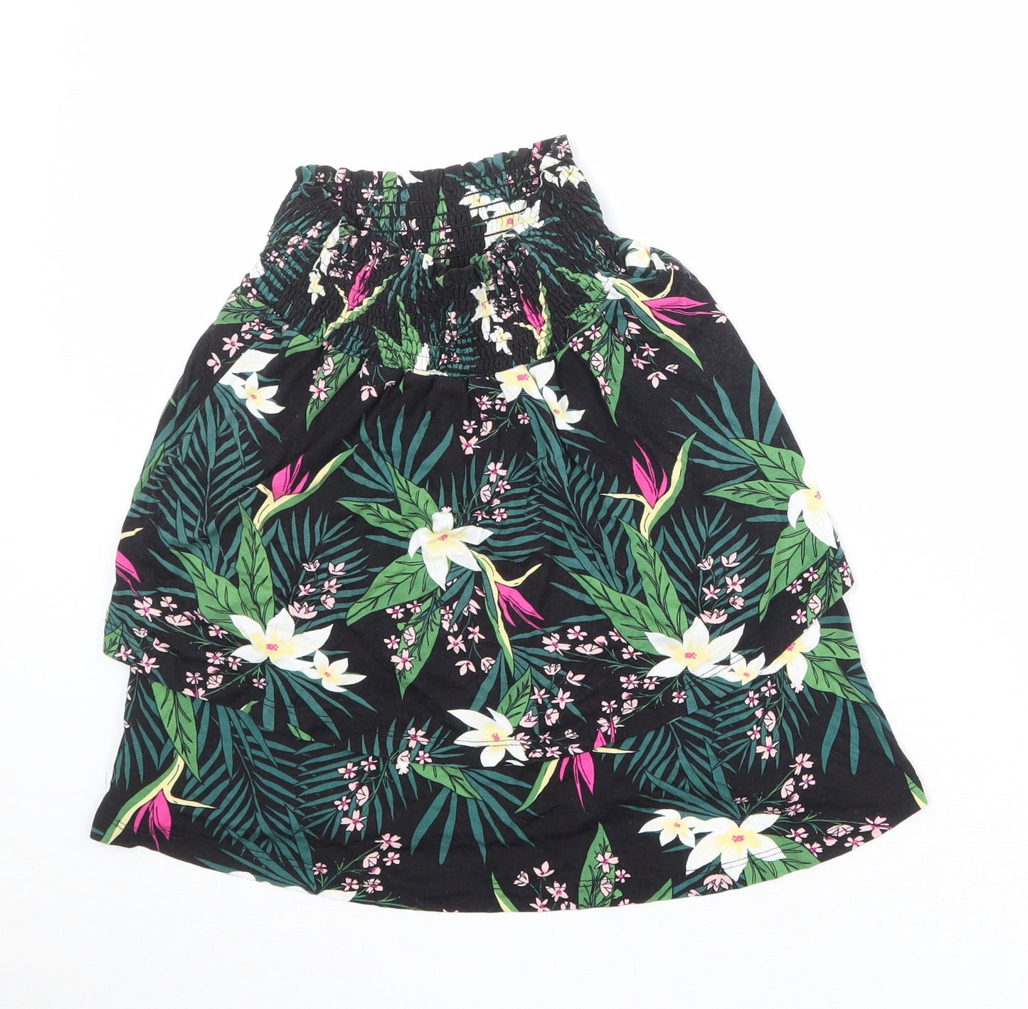 b.young Womens Black Floral Viscose Skater Skirt Size S