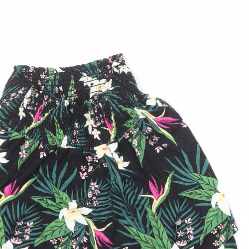 b.young Womens Black Floral Viscose Skater Skirt Size S