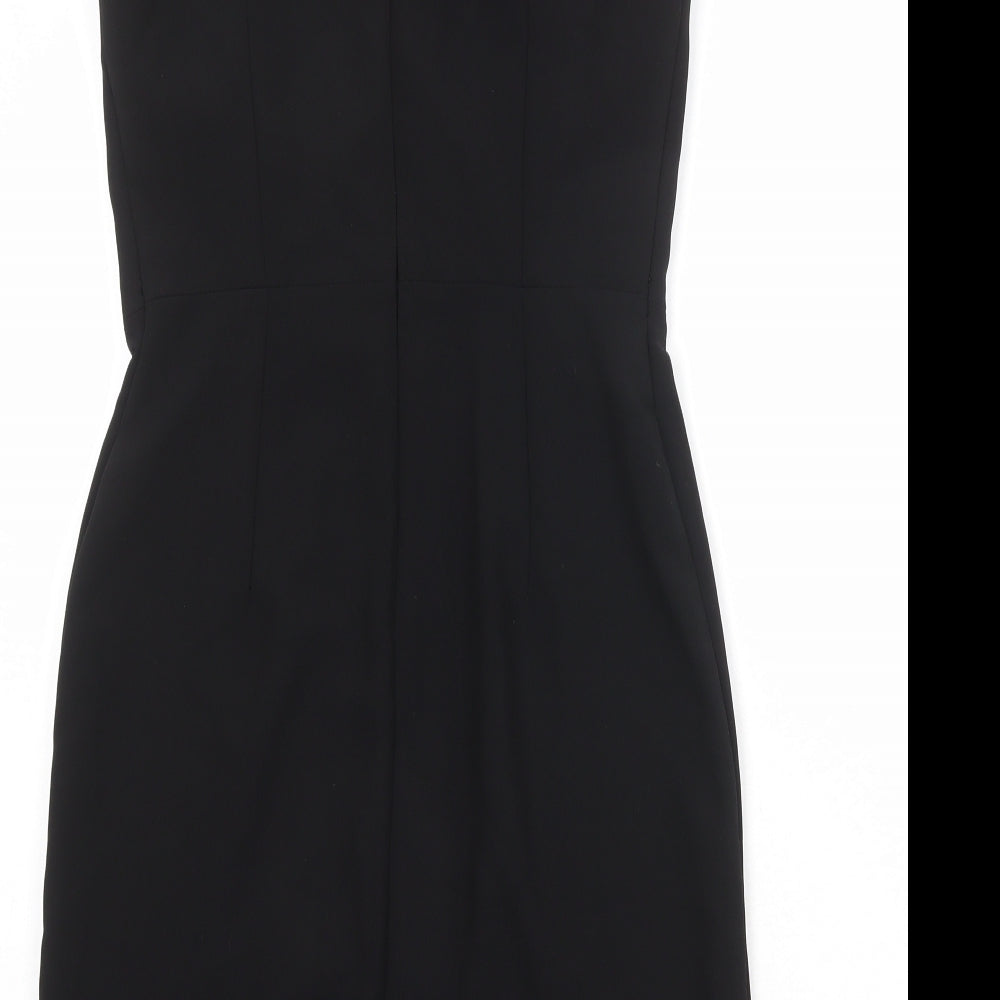 Mango Womens Black Polyester Shift Size S Square Neck Zip