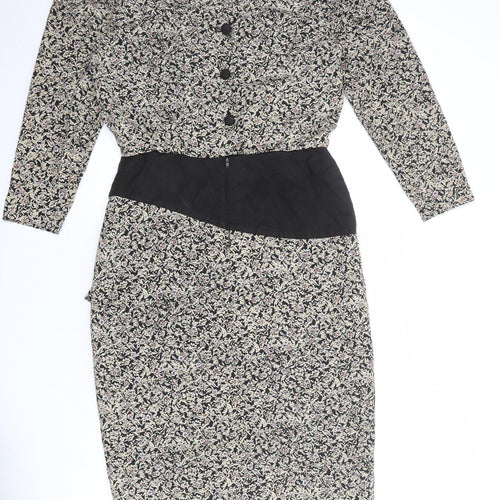 Geoff Riddell Womens Multicoloured Geometric Polyester A-Line Size 14 Round Neck Zip