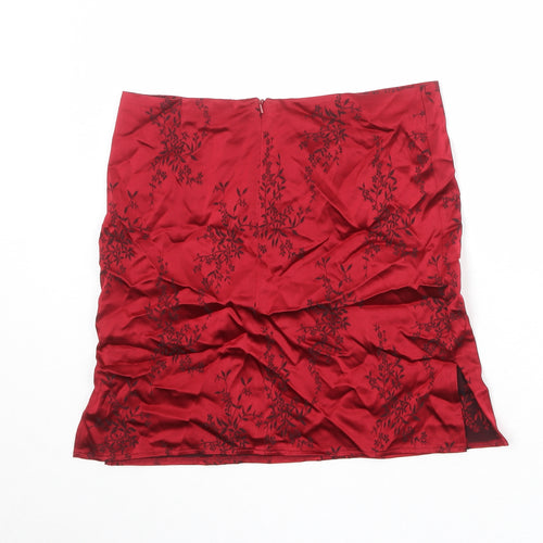Sophie Girls Red Floral Viscose Mini Skirt Size 13 Years Regular Zip