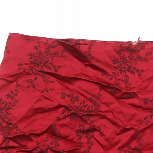 Sophie Girls Red Floral Viscose Mini Skirt Size 13 Years Regular Zip