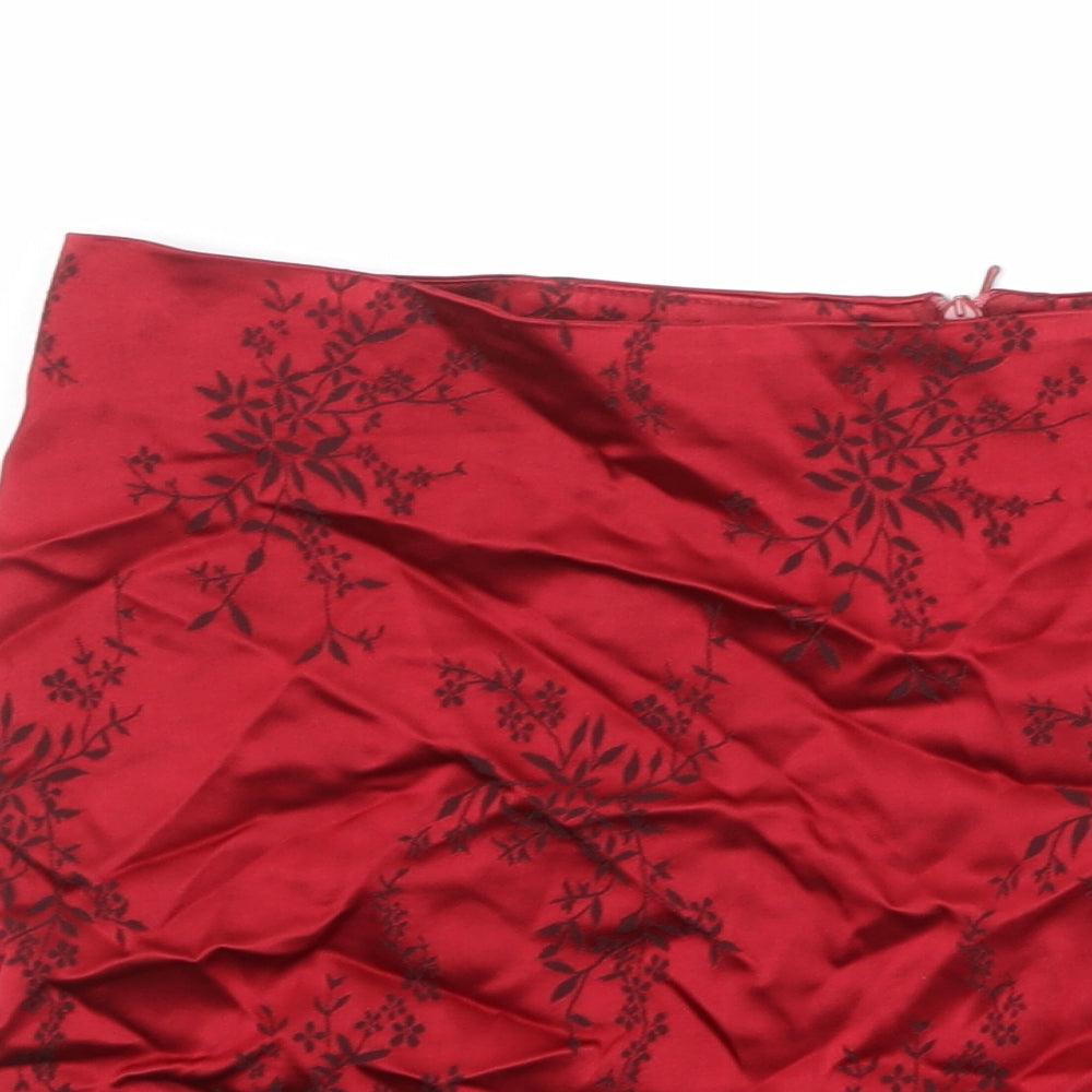 Sophie Girls Red Floral Viscose Mini Skirt Size 13 Years Regular Zip