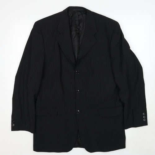 NEXT Mens Black Striped Wool Jacket Suit Jacket Size 40 Regular