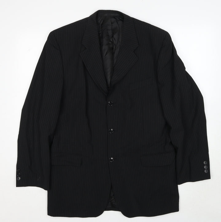 NEXT Mens Black Striped Wool Jacket Suit Jacket Size 40 Regular