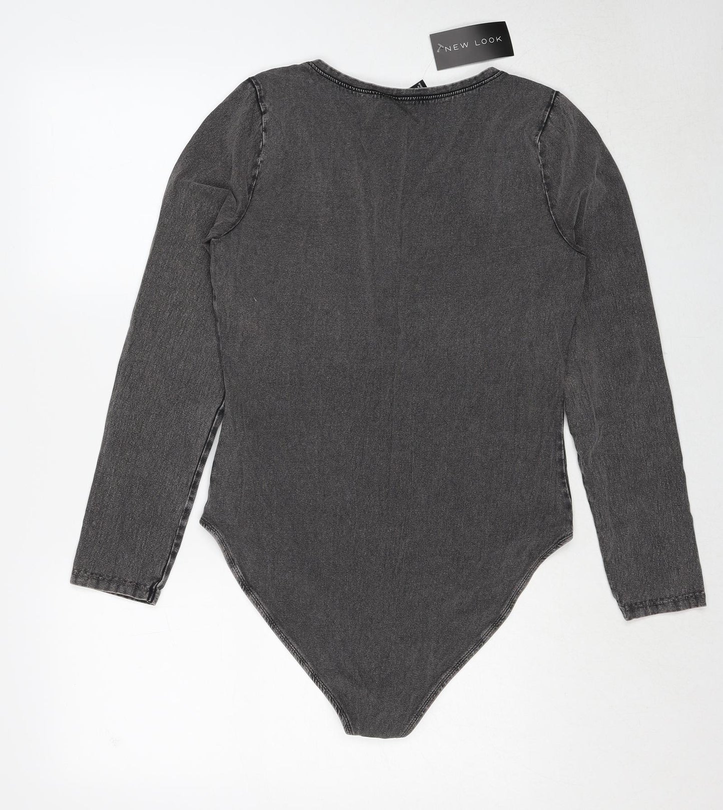 New Look Womens Grey Cotton Bodysuit One-Piece Size 18 Snap