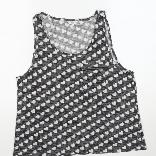 New Look Womens Grey Geometric Polyester Basic Tank Size 18 Scoop Neck - Heart Pattern
