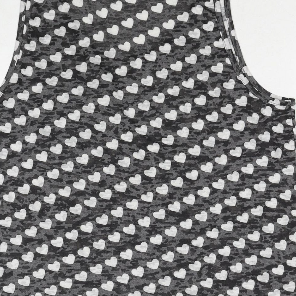 New Look Womens Grey Geometric Polyester Basic Tank Size 18 Scoop Neck - Heart Pattern