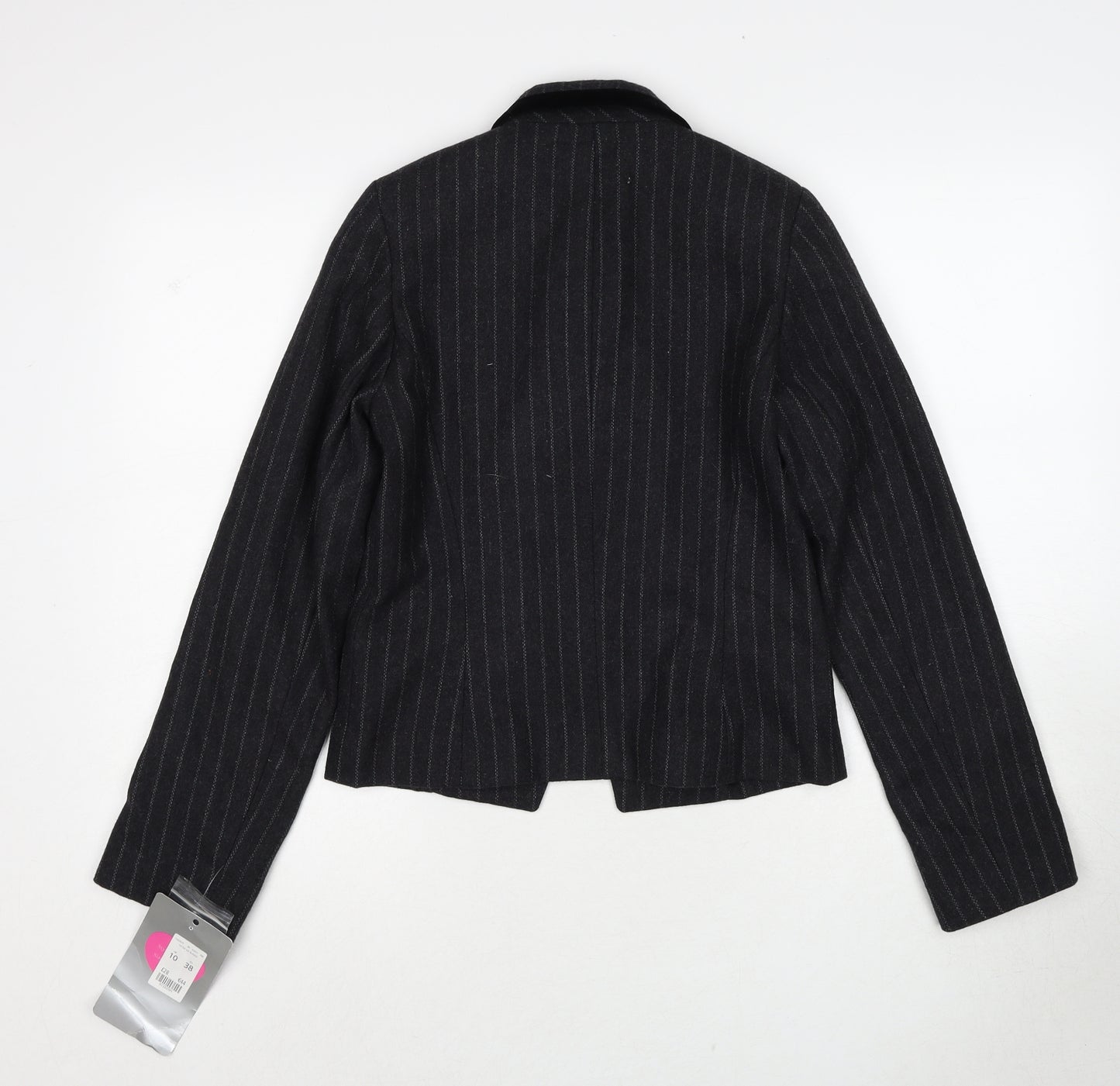 Miss Real Womens Grey Striped Jacket Blazer Size 10 Button