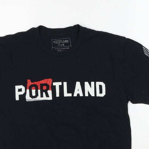 Portland Sear Mens Black Polyester T-Shirt Size S Round Neck