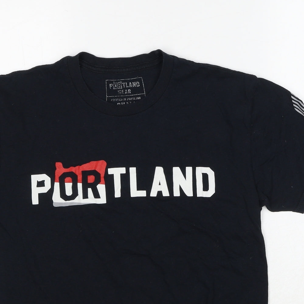 Portland Sear Mens Black Polyester T-Shirt Size S Round Neck