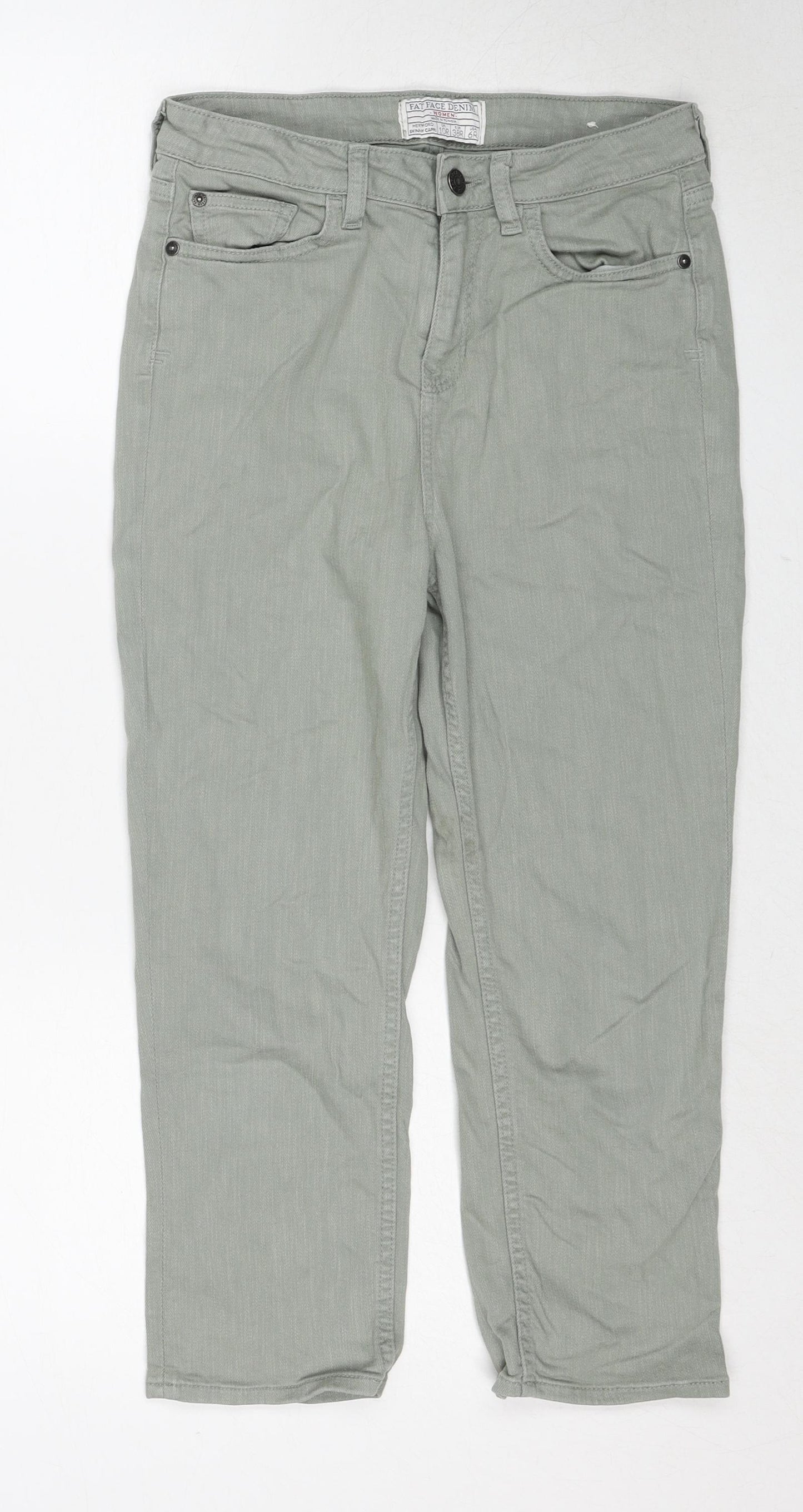 Fat Face Womens Green Cotton Straight Jeans Size 10 Regular