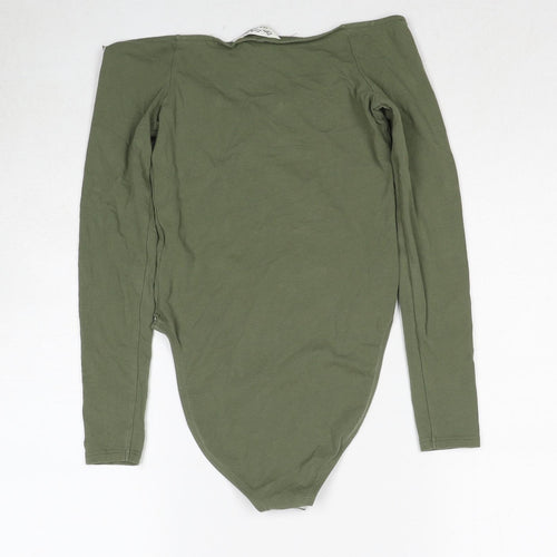 Miss Selfridge Womens Green Cotton Bodysuit One-Piece Size 6 Snap