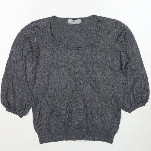 Marks and Spencer Womens Grey Scoop Neck Viscose Pullover Jumper Size 12