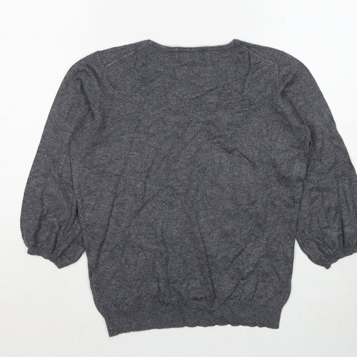 Marks and Spencer Womens Grey Scoop Neck Viscose Pullover Jumper Size 12