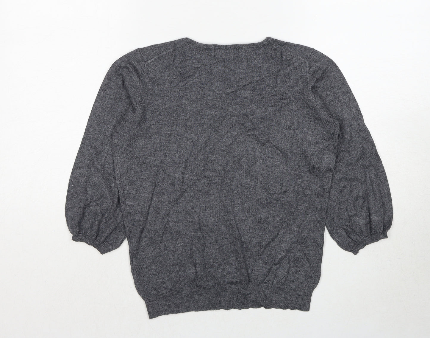 Marks and Spencer Womens Grey Scoop Neck Viscose Pullover Jumper Size 12