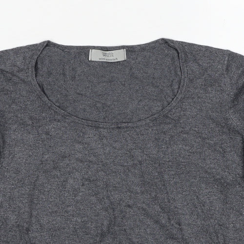 Marks and Spencer Womens Grey Scoop Neck Viscose Pullover Jumper Size 12