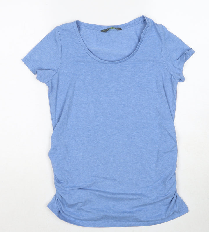 Blooming Marvellous Womens Blue Polyacrylate Fibre Basic T-Shirt Size S Scoop Neck - Ruched