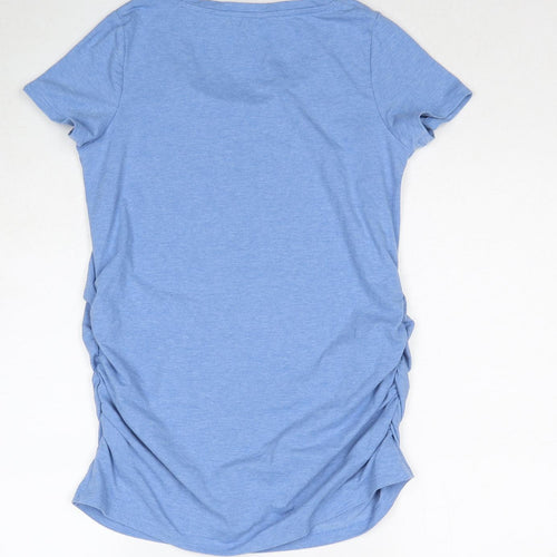 Blooming Marvellous Womens Blue Polyacrylate Fibre Basic T-Shirt Size S Scoop Neck - Ruched