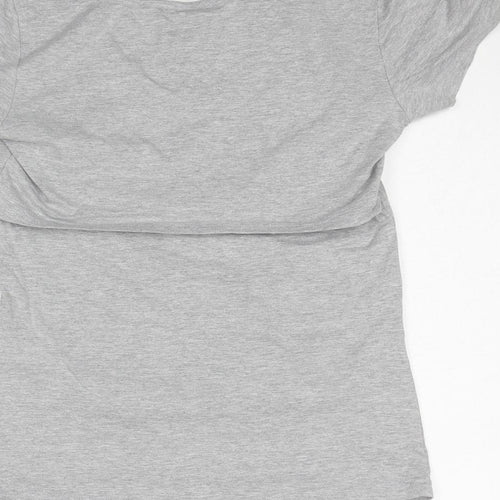 Coolcat Womens Grey Cotton Basic T-Shirt Size M Boat Neck - Shoe Motif