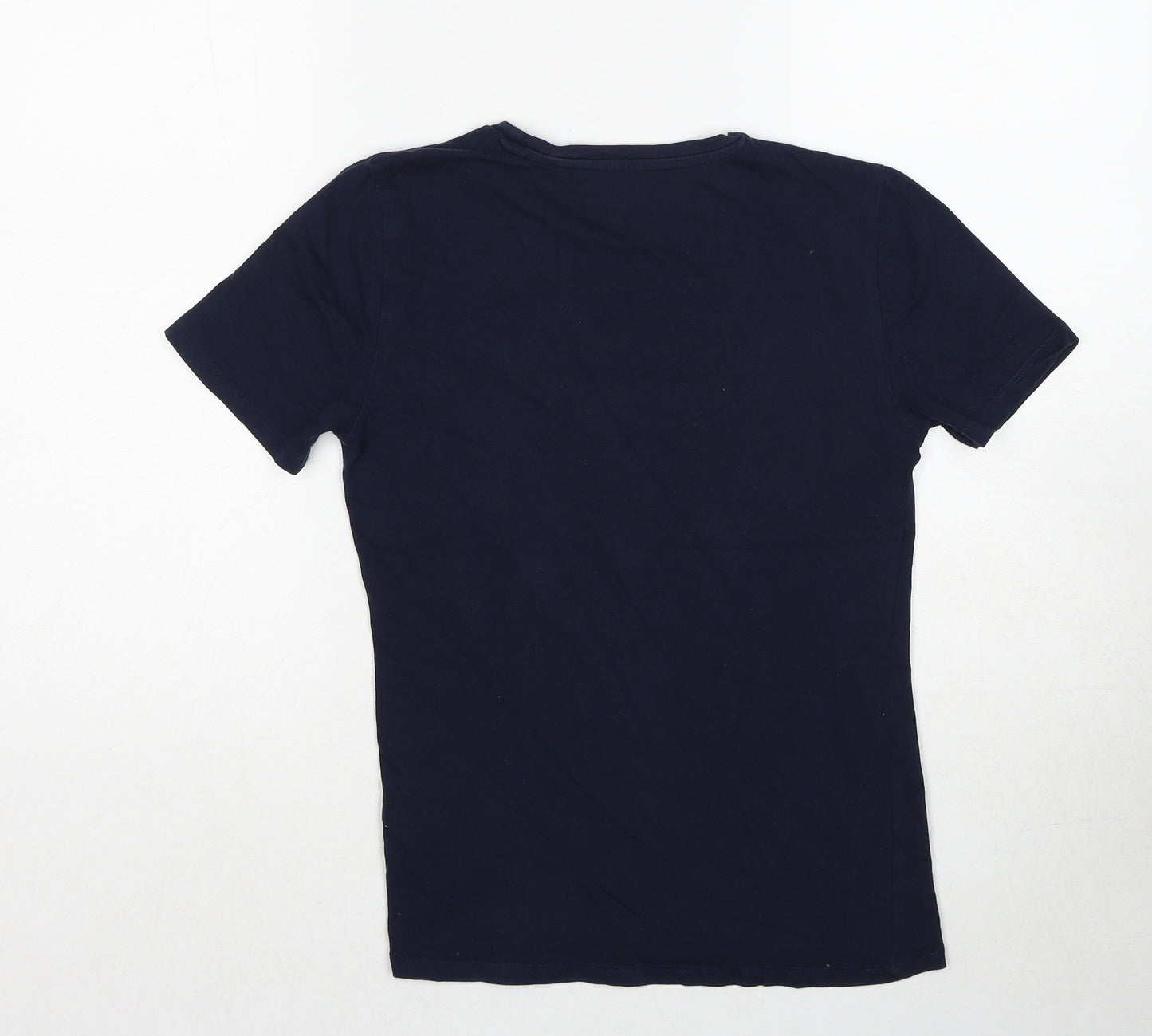 Marks and Spencer Womens Blue Cotton Basic T-Shirt Size 8 Round Neck
