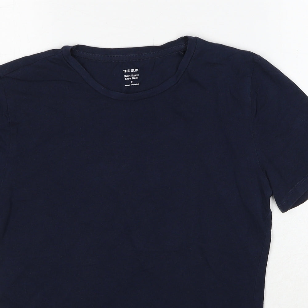 Marks and Spencer Womens Blue Cotton Basic T-Shirt Size 8 Round Neck