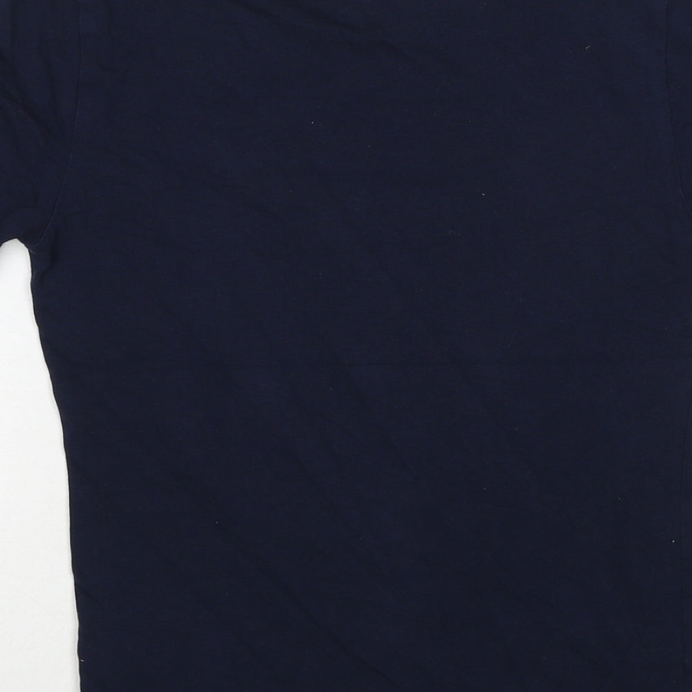 Marks and Spencer Womens Blue Cotton Basic T-Shirt Size 8 Round Neck