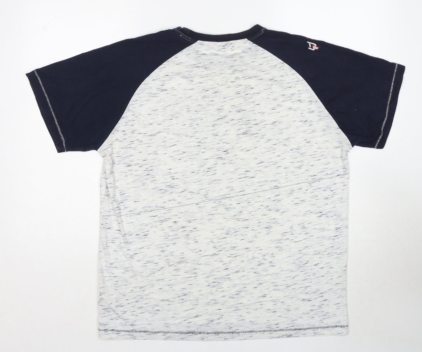 D555 Mens Grey Colourblock Cotton T-Shirt Size XL Round Neck - Los Angeles