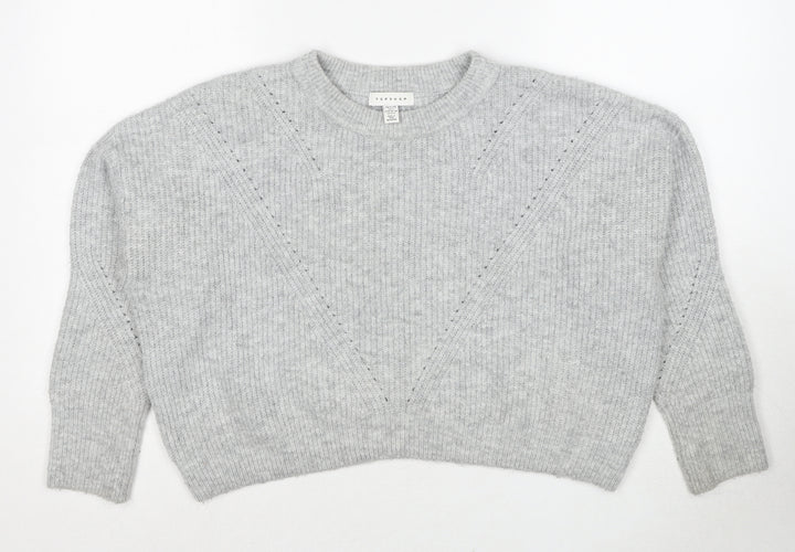 Topshop Womens Grey Round Neck Acrylic Pullover Jumper Size S
