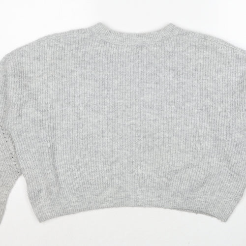 Topshop Womens Grey Round Neck Acrylic Pullover Jumper Size S