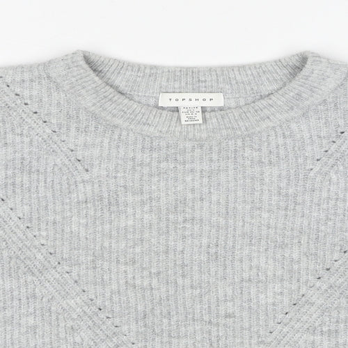 Topshop Womens Grey Round Neck Acrylic Pullover Jumper Size S