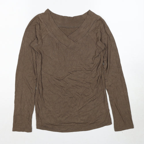 Moxie Womens Brown V-Neck Polyester Pullover Jumper Size M
