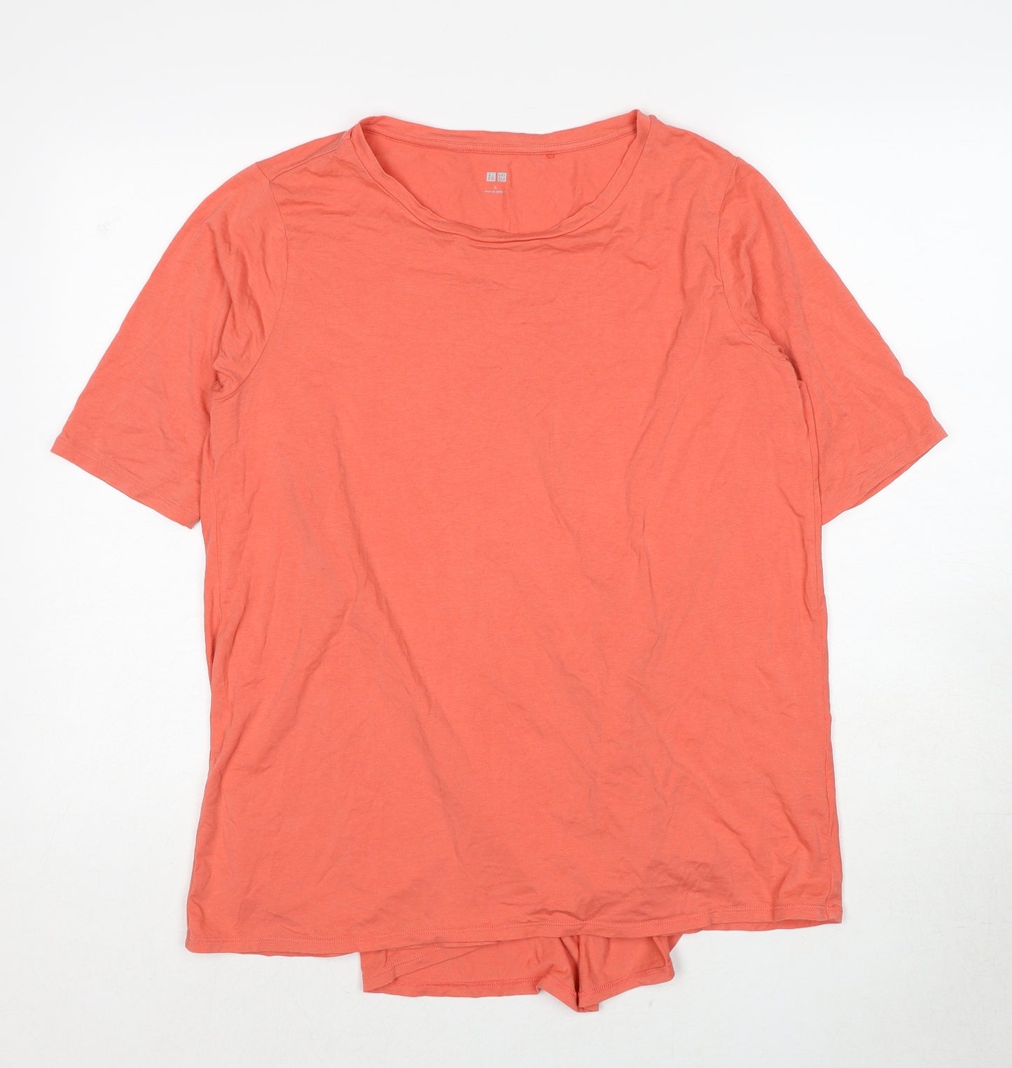 Uniqlo Womens Orange Cotton Basic T-Shirt Size M Round Neck