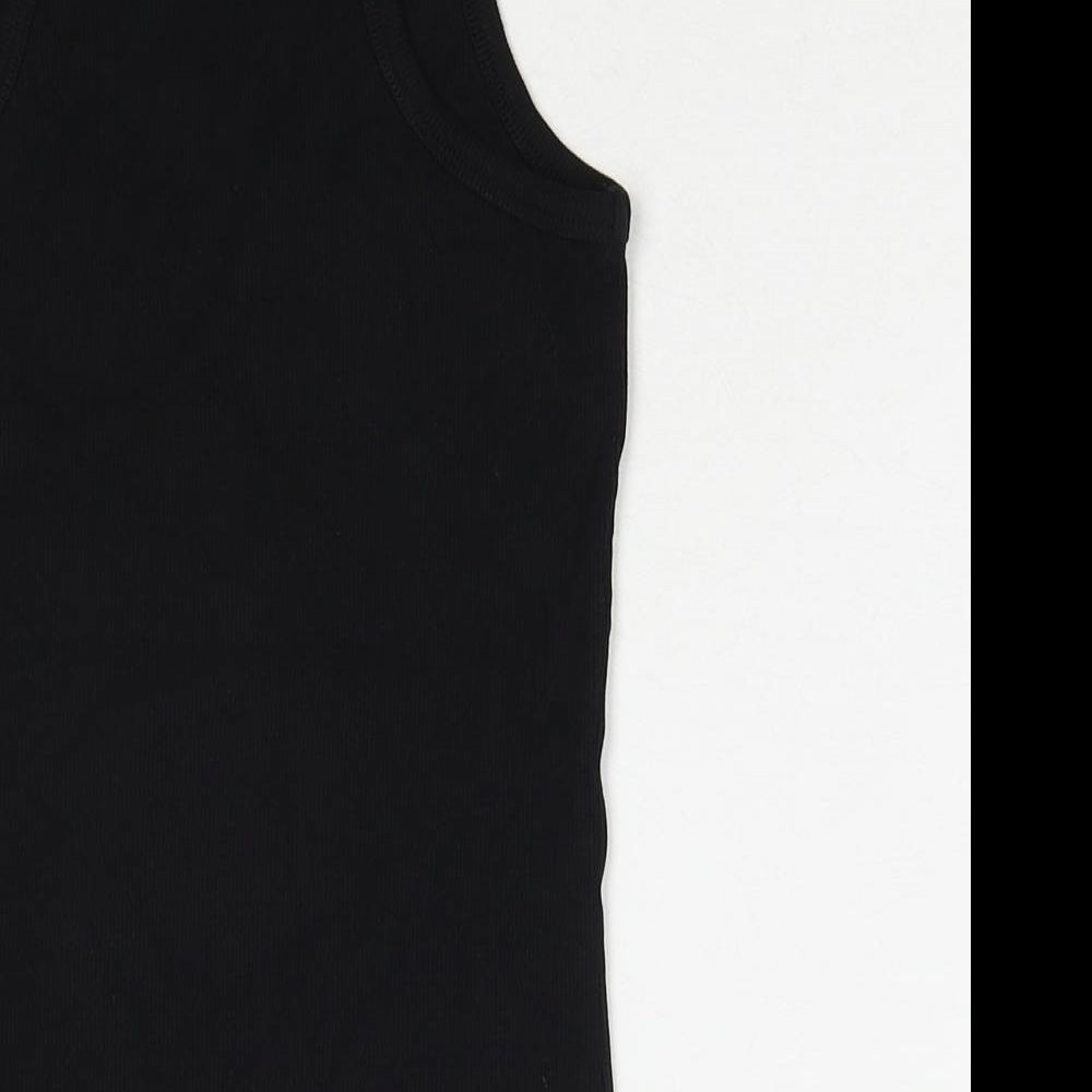 New Look Womens Black Cotton Basic Tank Size 12 Round Neck