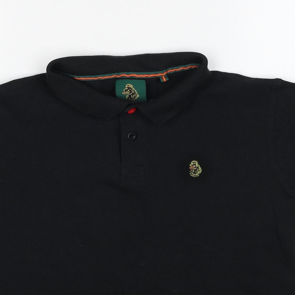 Luke Boys Black Cotton Pullover Polo Size 14-15 Years Collared Pullover