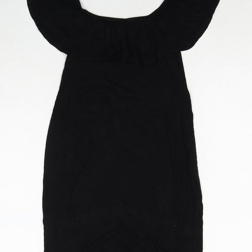 PRETTYLITTLETHING Womens Black Viscose A-Line Size 8 Round Neck Pullover