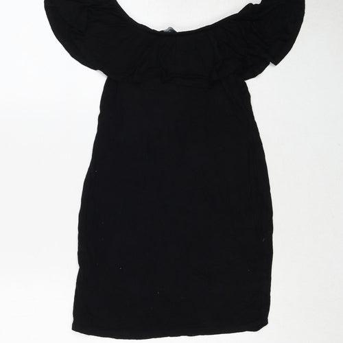 PRETTYLITTLETHING Womens Black Viscose A-Line Size 8 Round Neck Pullover