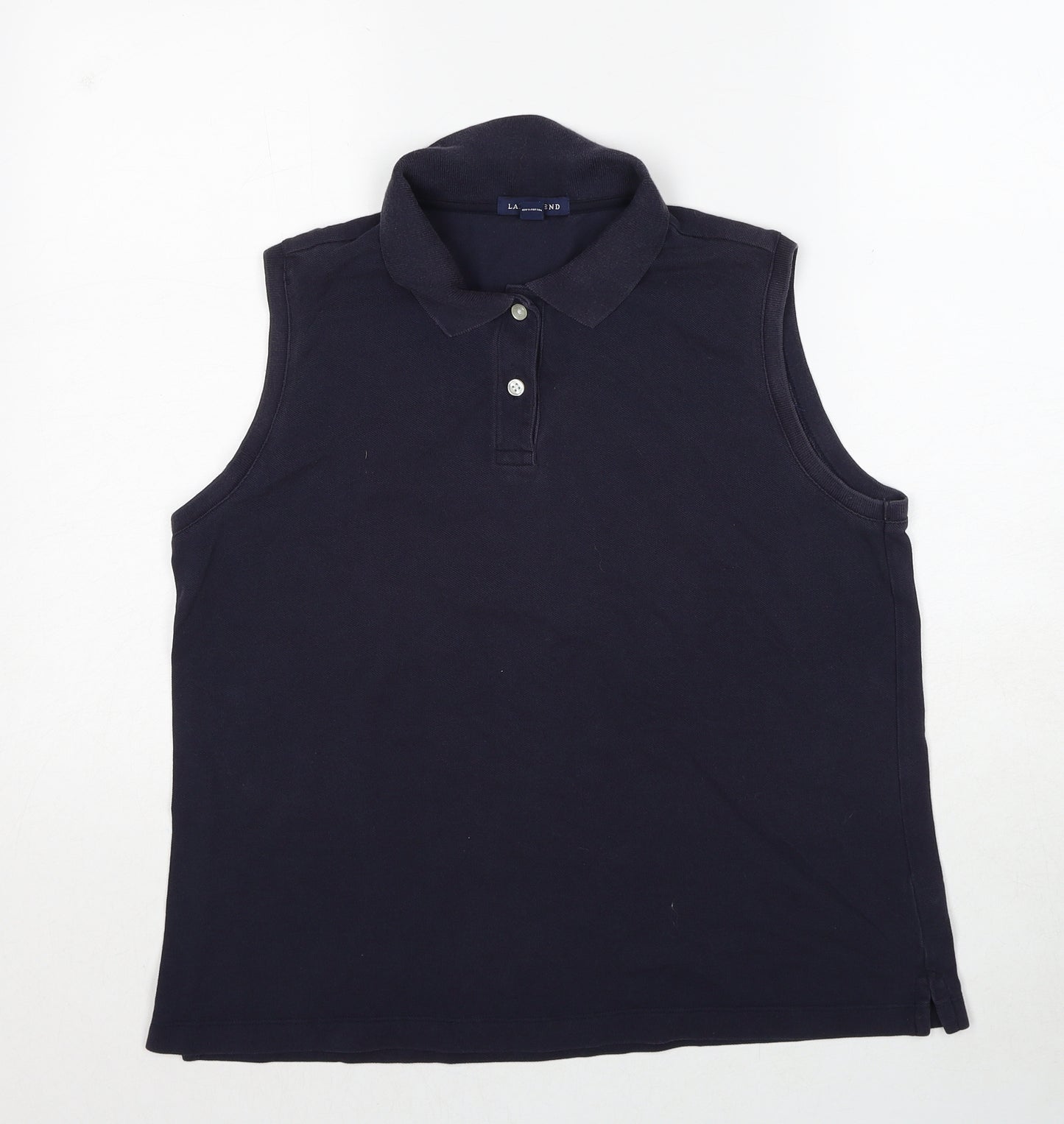 Lands' End Womens Blue Cotton Basic Polo Size 14 Collared - Size 14-16