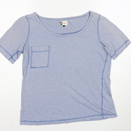 Jaeger Womens Blue Cotton Basic T-Shirt Size L Round Neck