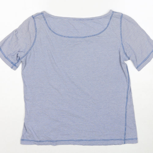 Jaeger Womens Blue Cotton Basic T-Shirt Size L Round Neck