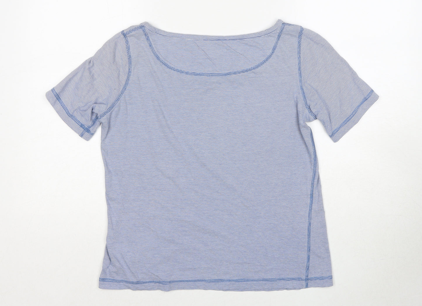 Jaeger Womens Blue Cotton Basic T-Shirt Size L Round Neck