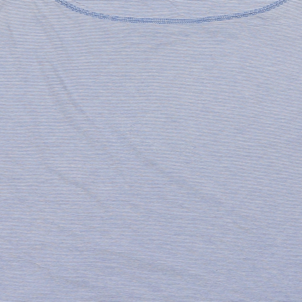 Jaeger Womens Blue Cotton Basic T-Shirt Size L Round Neck